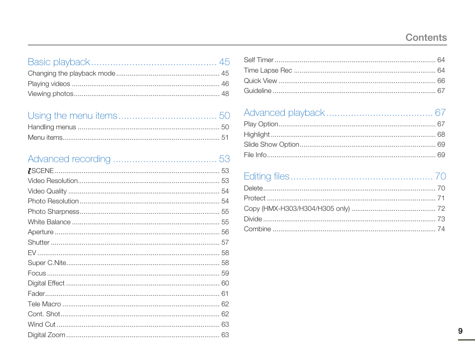 Samsung HMX-H300BN-XAA User Manual | Page 13 / 122