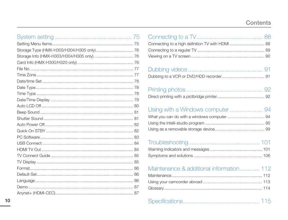 Samsung HMX-H300BN-XAA User Manual | Page 14 / 122