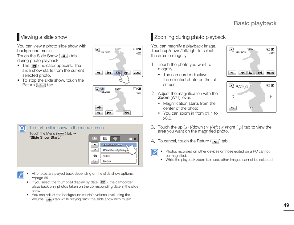 Basic playback | Samsung HMX-H300BN-XAA User Manual | Page 53 / 122