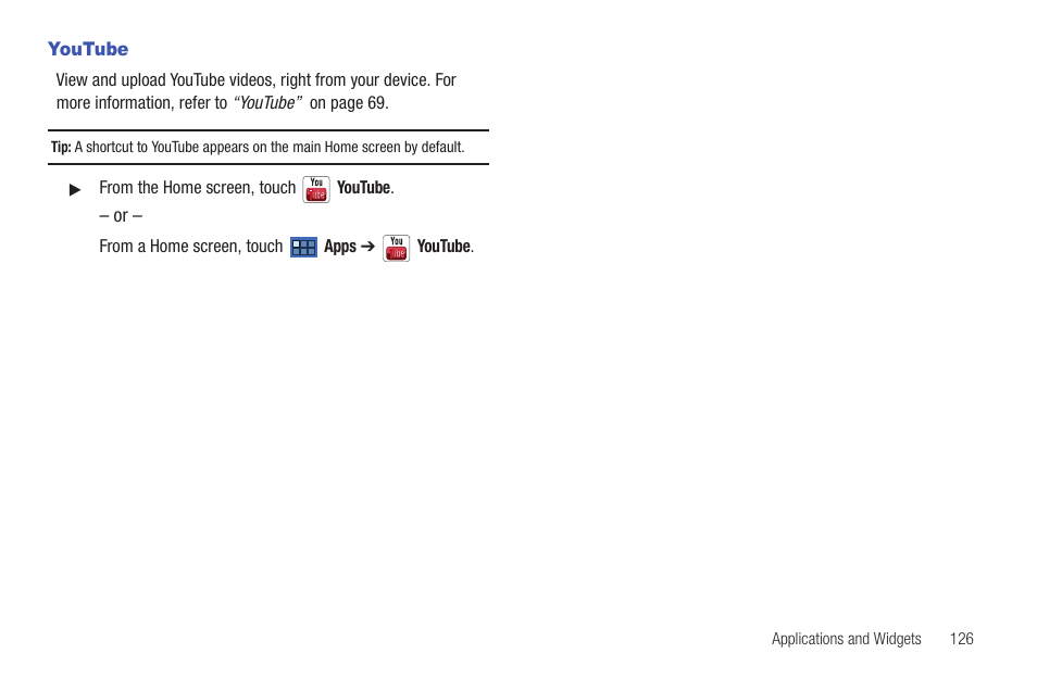 Youtube | Samsung GT-P7510MADVZW User Manual | Page 129 / 181