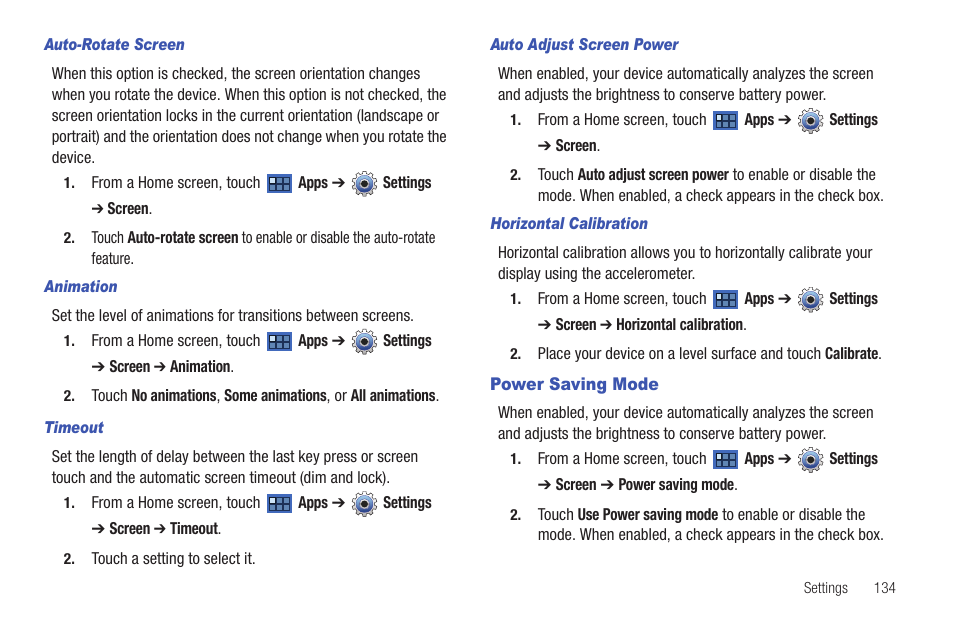 Power saving mode | Samsung GT-P7510MADVZW User Manual | Page 137 / 181