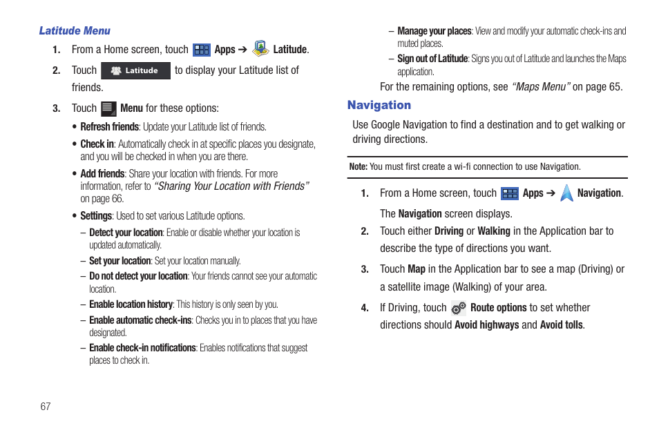 Navigation | Samsung GT-P7510MADVZW User Manual | Page 70 / 181