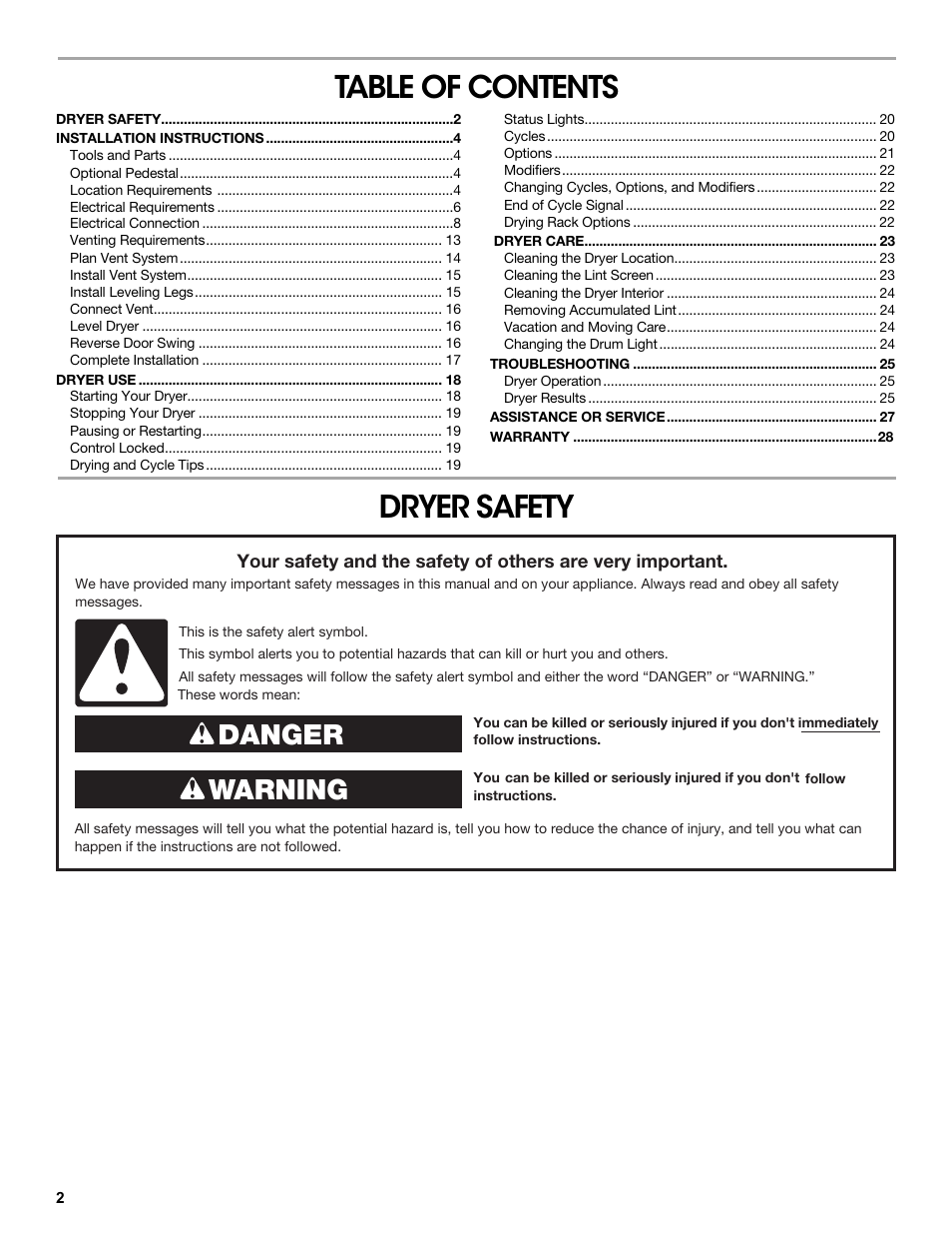 Amana W10216186A User Manual | Page 2 / 28