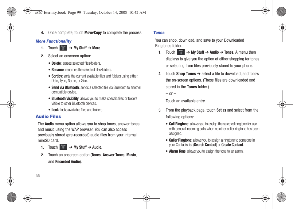 Audio files | Samsung SGH-A867ZKAATT User Manual | Page 102 / 198