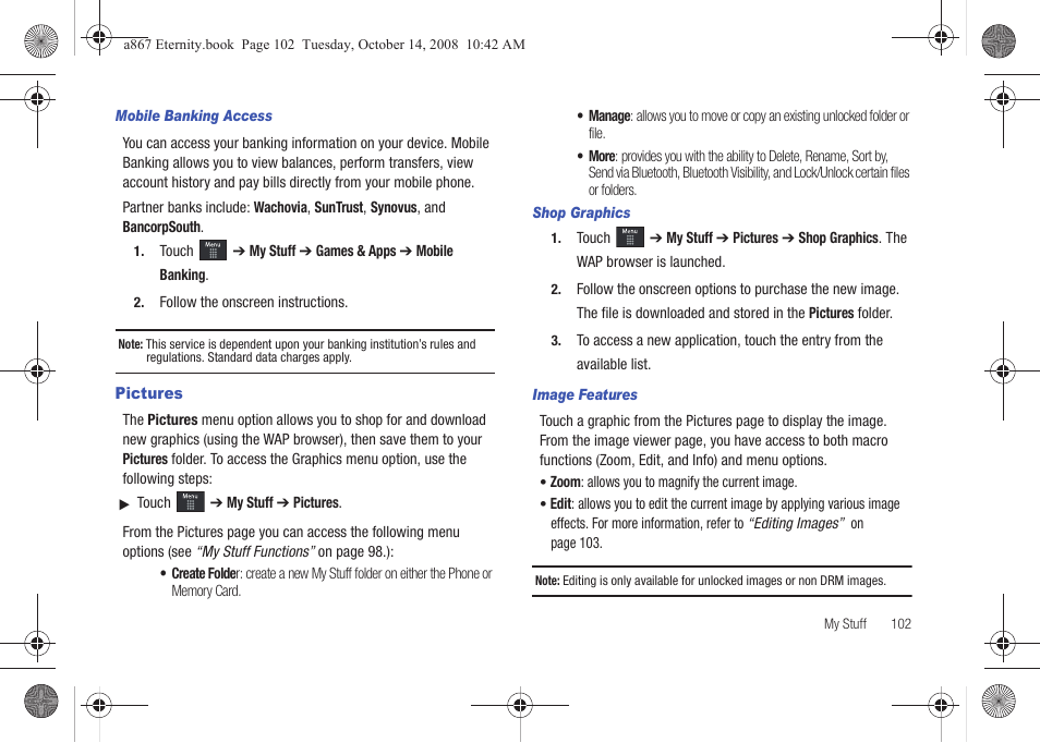 Pictures | Samsung SGH-A867ZKAATT User Manual | Page 105 / 198