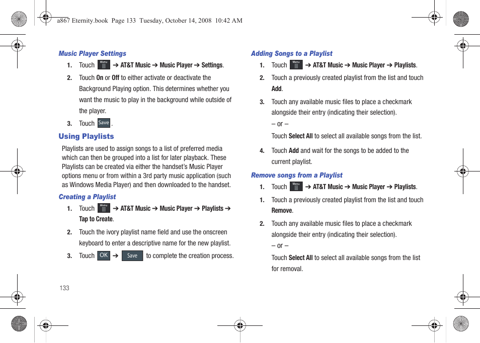 Using playlists | Samsung SGH-A867ZKAATT User Manual | Page 136 / 198