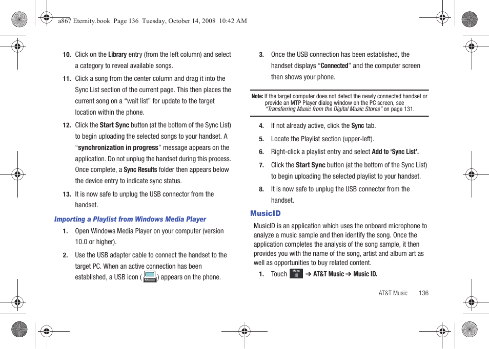 Musicid | Samsung SGH-A867ZKAATT User Manual | Page 139 / 198