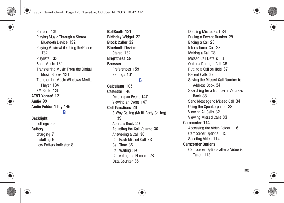 Samsung SGH-A867ZKAATT User Manual | Page 193 / 198