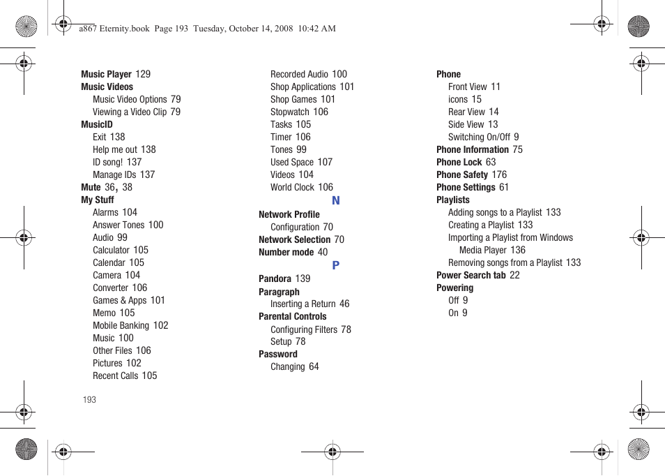 Samsung SGH-A867ZKAATT User Manual | Page 196 / 198