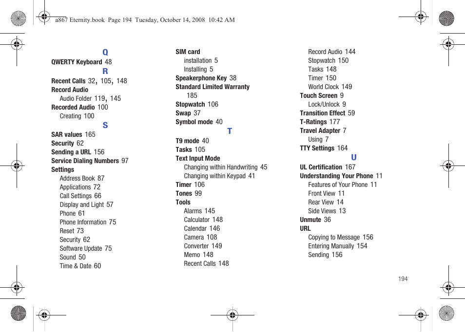 Samsung SGH-A867ZKAATT User Manual | Page 197 / 198
