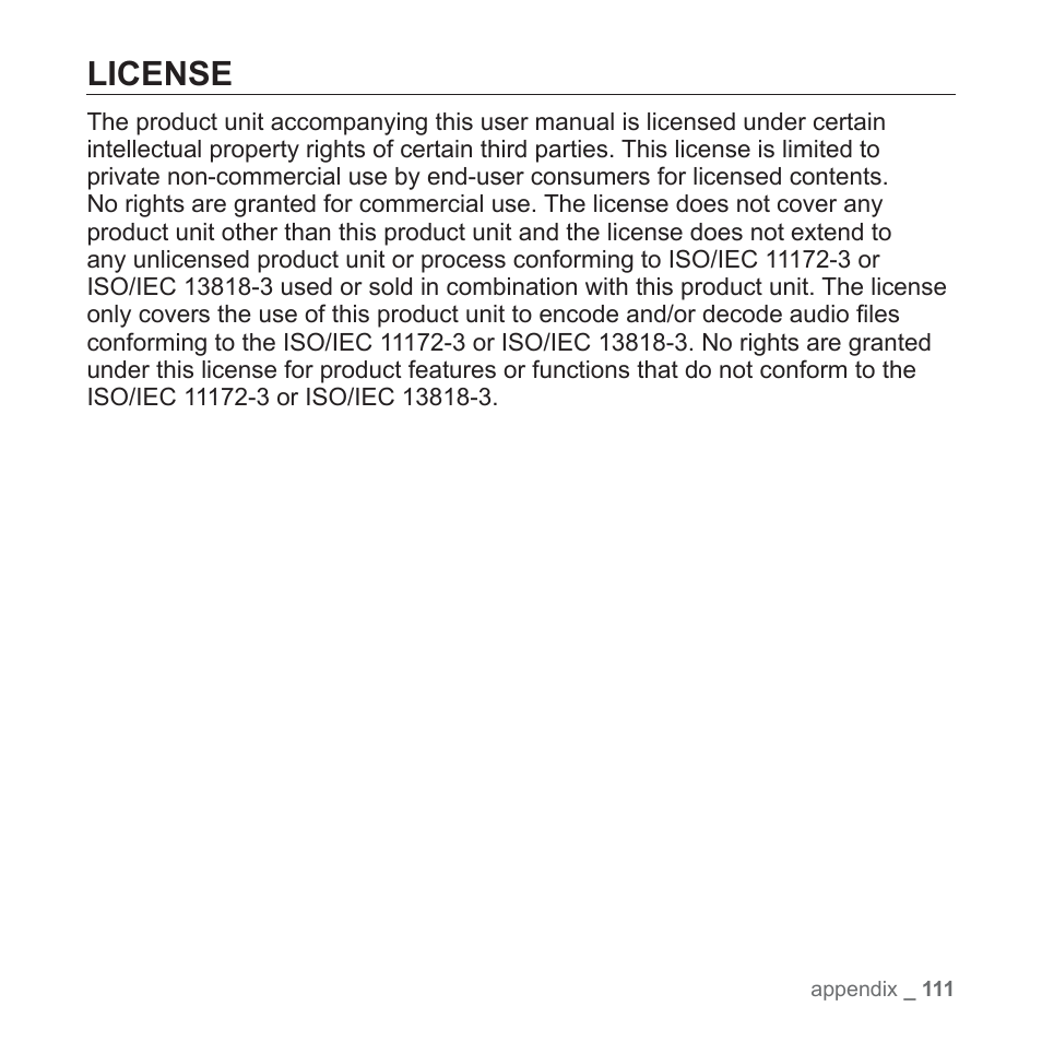 License | Samsung YP-T10JQB-XAC User Manual | Page 111 / 113