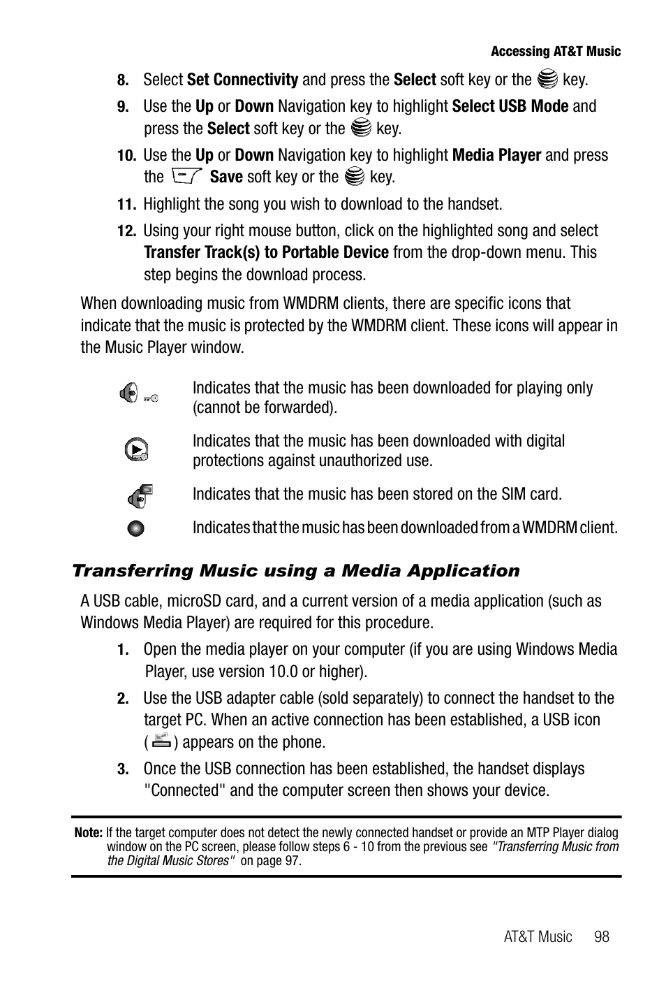 Transferring music using a media application | Samsung SGH-A737HBAATT User Manual | Page 101 / 180