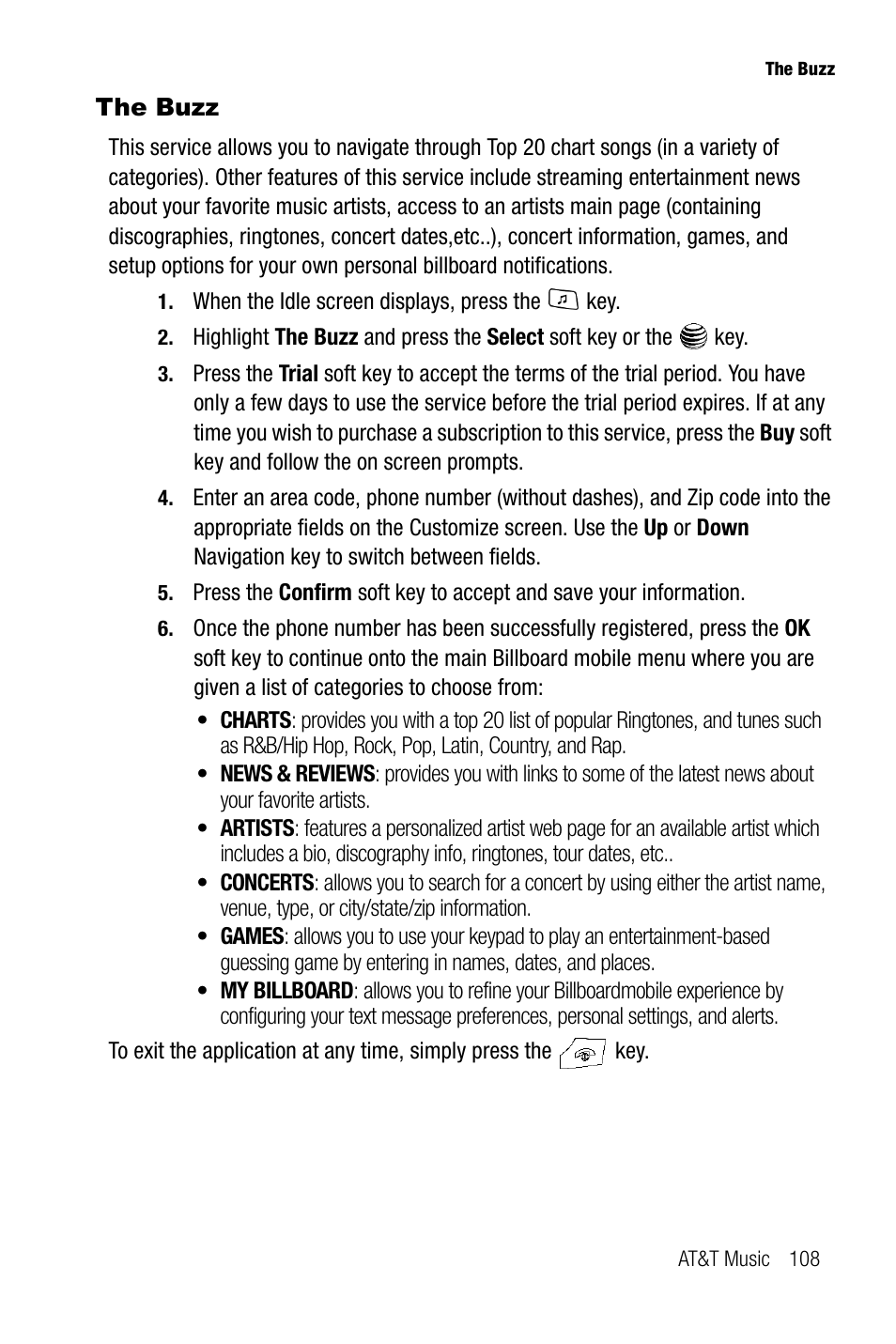 The buzz | Samsung SGH-A737HBAATT User Manual | Page 111 / 180
