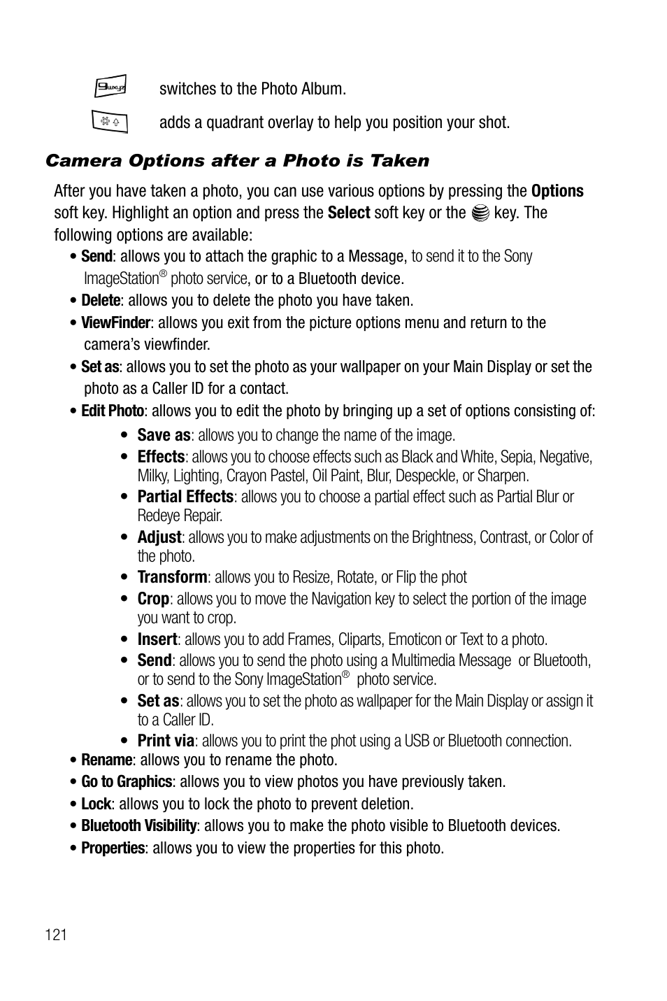 Camera options after a photo is taken | Samsung SGH-A737HBAATT User Manual | Page 124 / 180