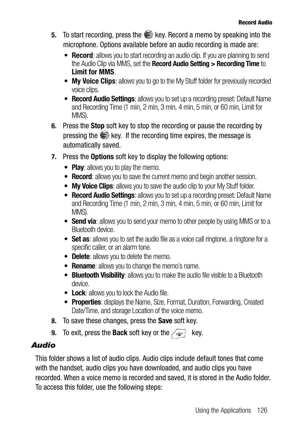 Audio | Samsung SGH-A737HBAATT User Manual | Page 129 / 180