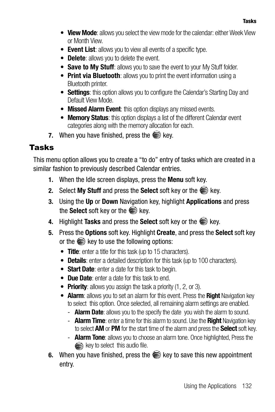 Tasks | Samsung SGH-A737HBAATT User Manual | Page 135 / 180