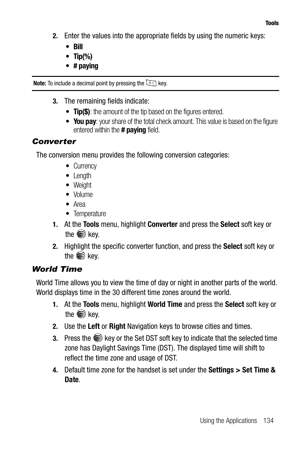 Converter, World time | Samsung SGH-A737HBAATT User Manual | Page 137 / 180