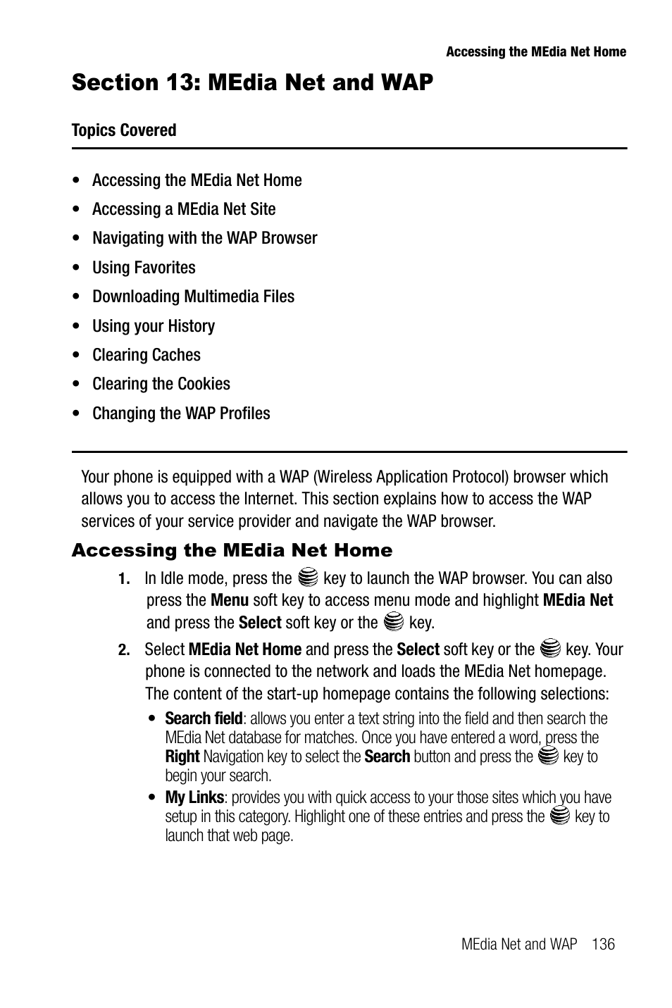 Section 13: media net and wap, Accessing the media net home | Samsung SGH-A737HBAATT User Manual | Page 139 / 180