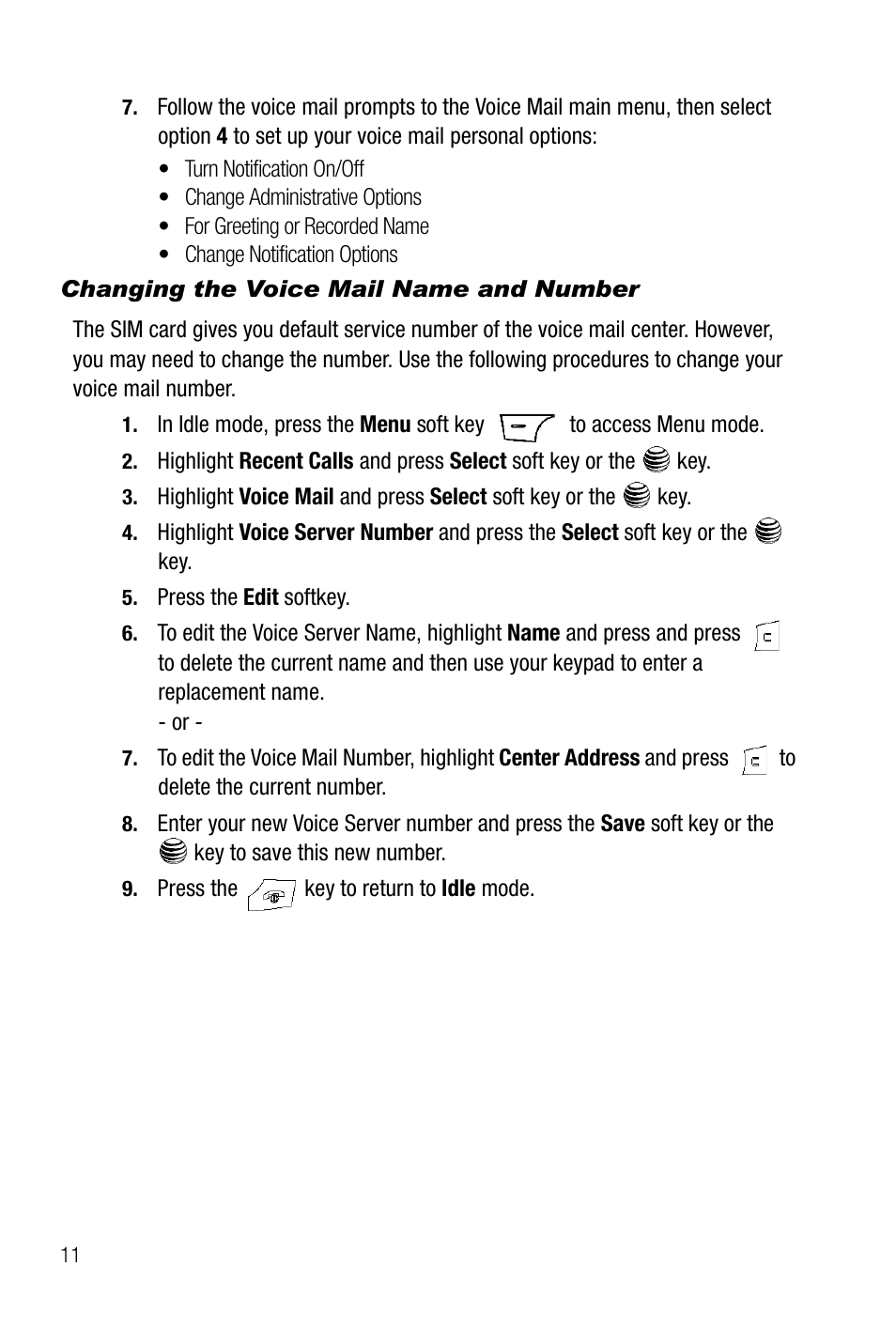 Changing the voice mail name and number | Samsung SGH-A737HBAATT User Manual | Page 14 / 180