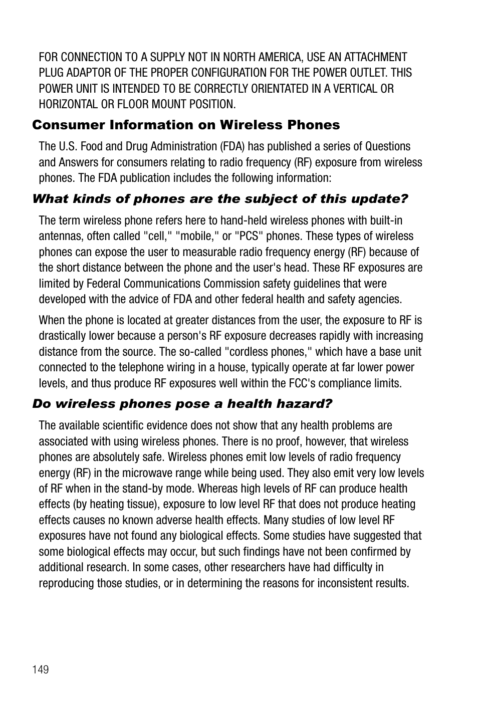 Consumer information on wireless phones, Do wireless phones pose a health hazard | Samsung SGH-A737HBAATT User Manual | Page 152 / 180