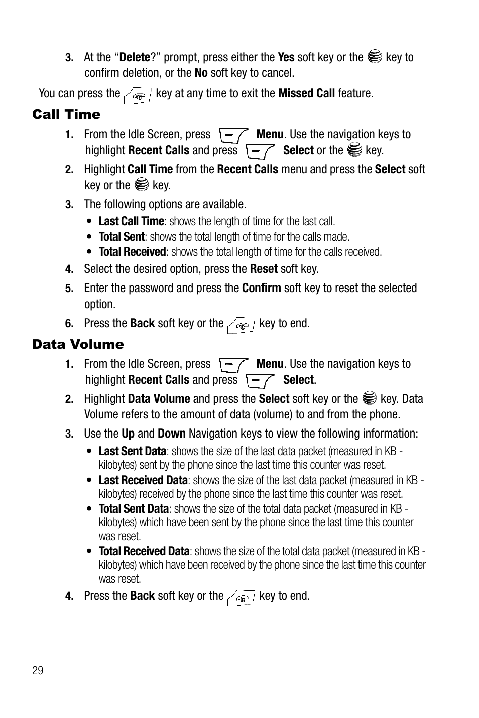 Call time, Data volume, Call time data volume | Samsung SGH-A737HBAATT User Manual | Page 32 / 180