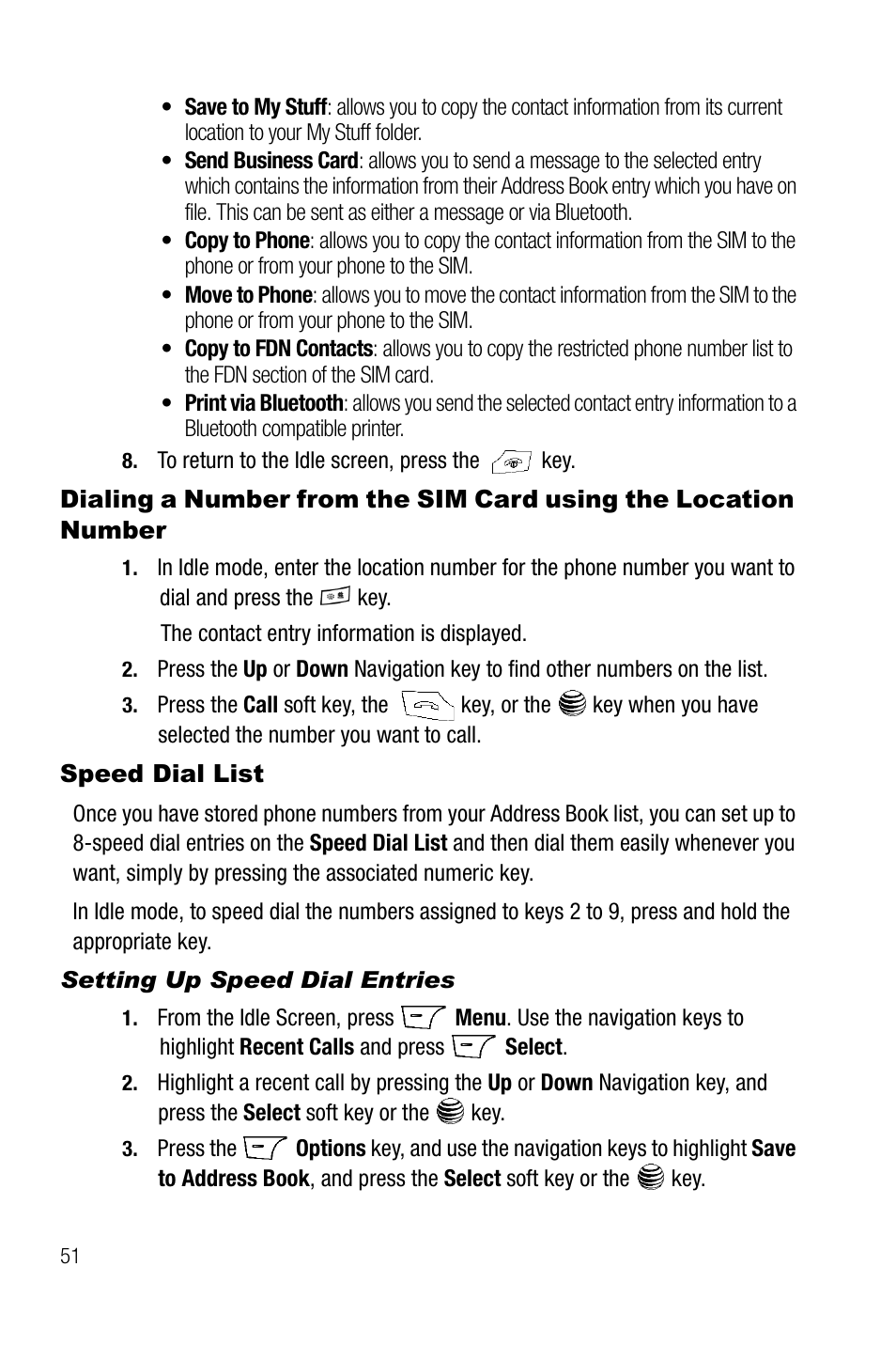 Speed dial list, Setting up speed dial entries | Samsung SGH-A737HBAATT User Manual | Page 54 / 180