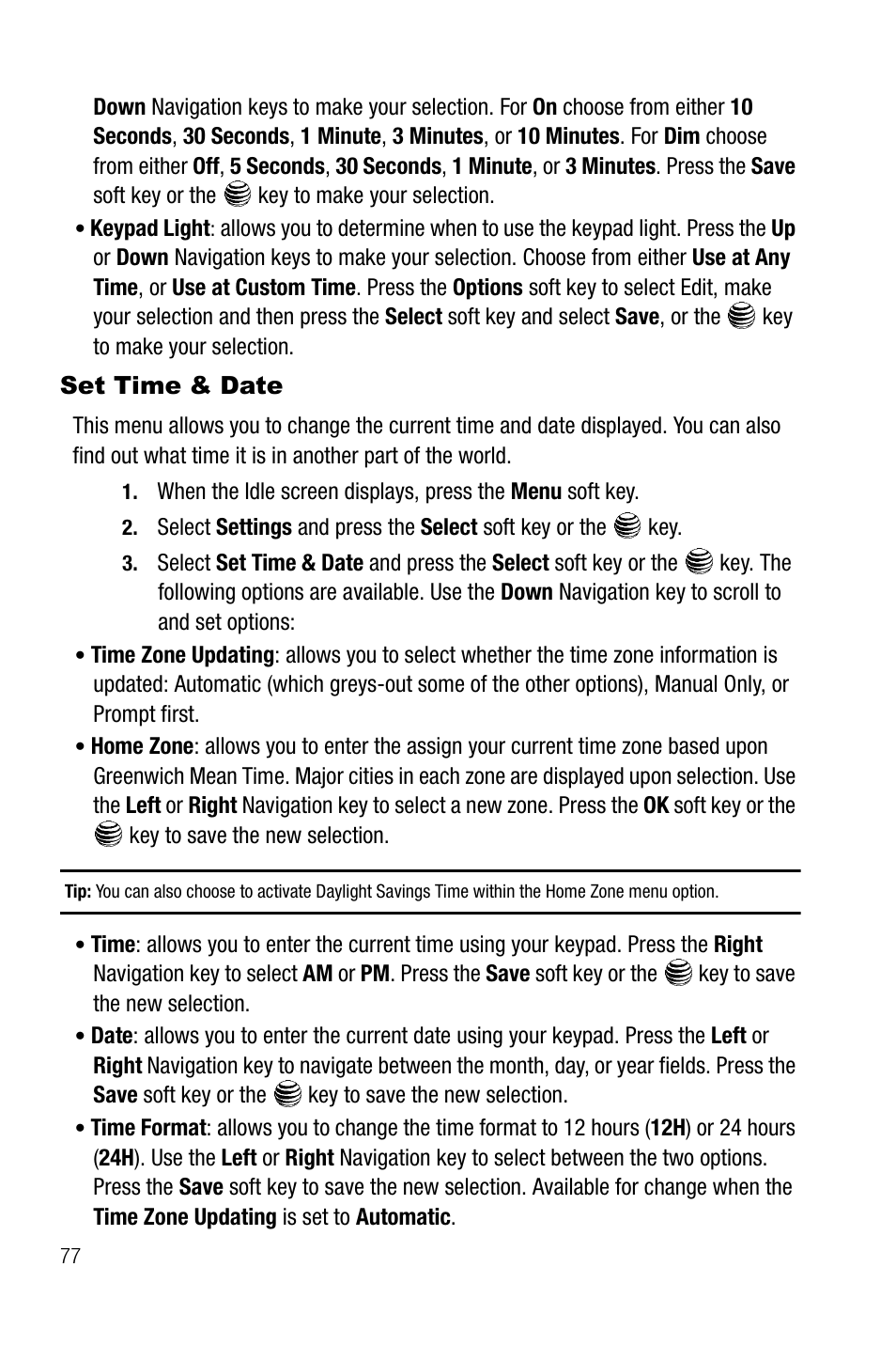 Set time & date | Samsung SGH-A737HBAATT User Manual | Page 80 / 180