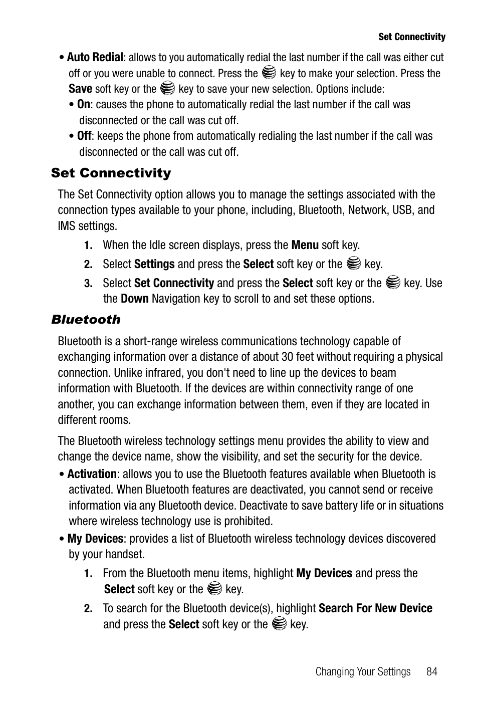 Set connectivity, Bluetooth | Samsung SGH-A737HBAATT User Manual | Page 87 / 180