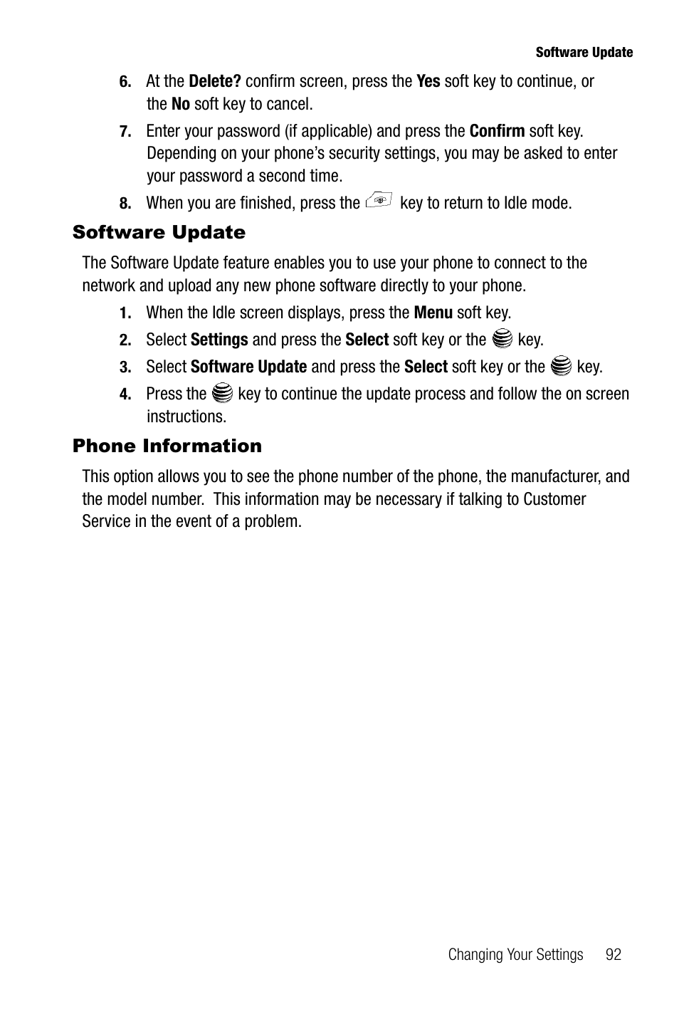 Software update, Phone information, Software update phone information | Samsung SGH-A737HBAATT User Manual | Page 95 / 180
