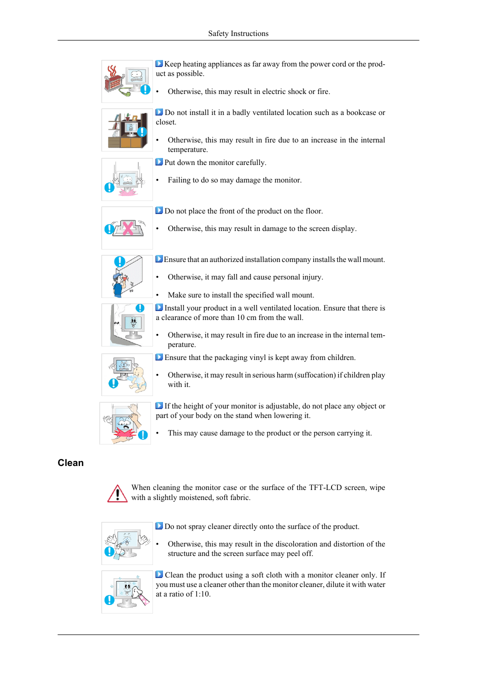 Clean | Samsung LS22LDPJFV-ZA User Manual | Page 4 / 95
