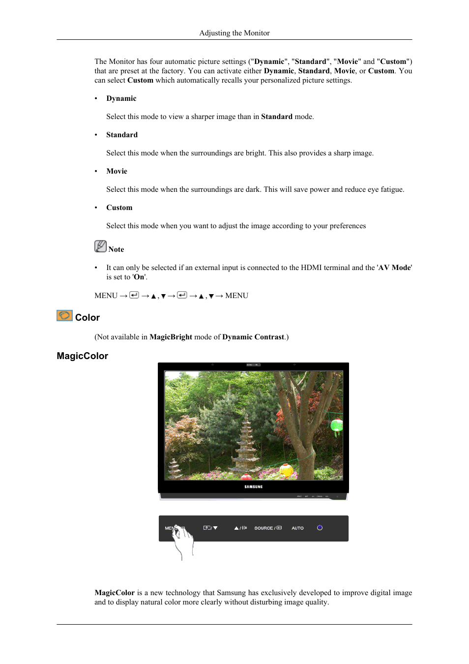 Color, Magiccolor | Samsung LS22LDPJFV-ZA User Manual | Page 60 / 95