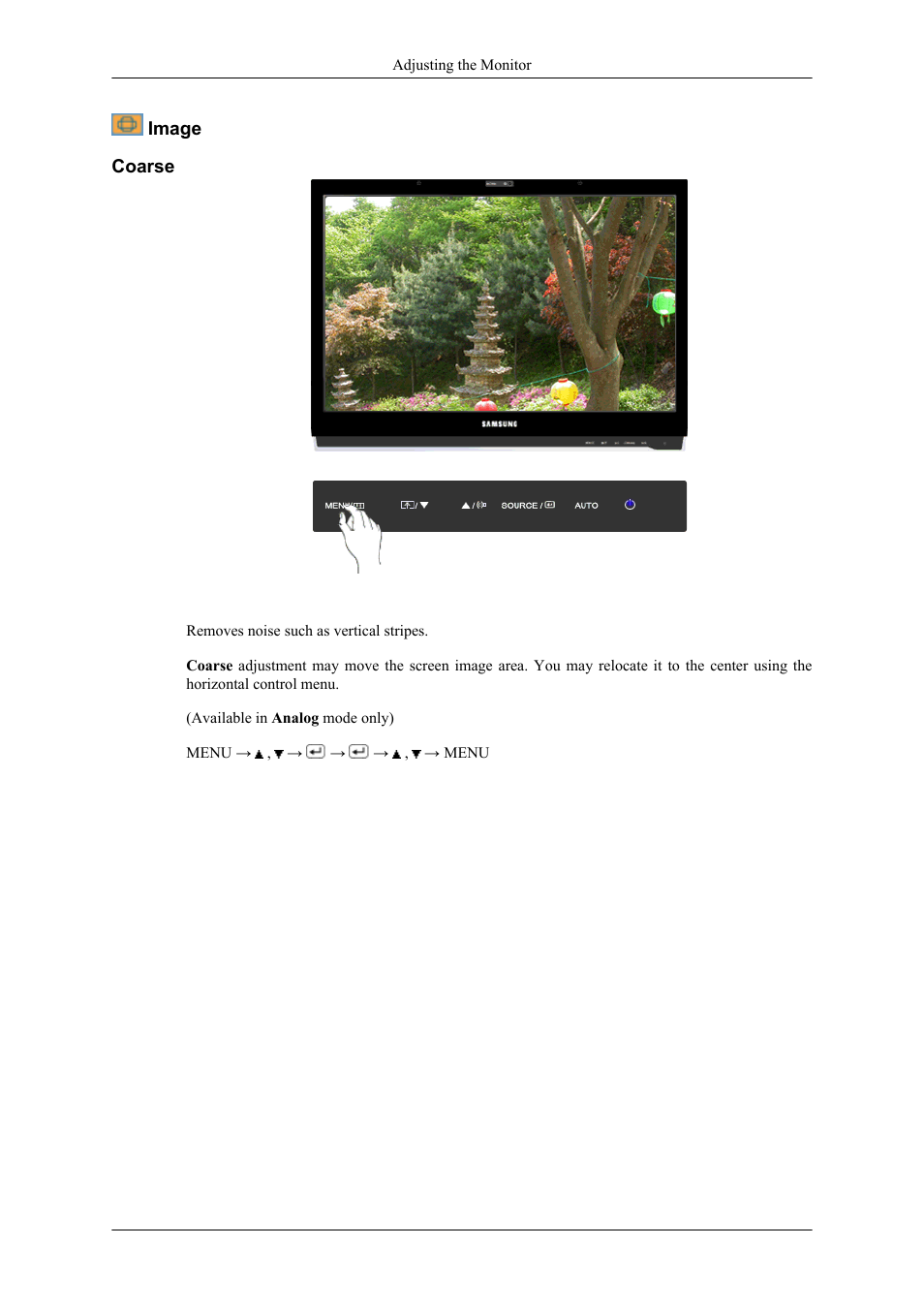 Image, Coarse | Samsung LS22LDPJFV-ZA User Manual | Page 64 / 95