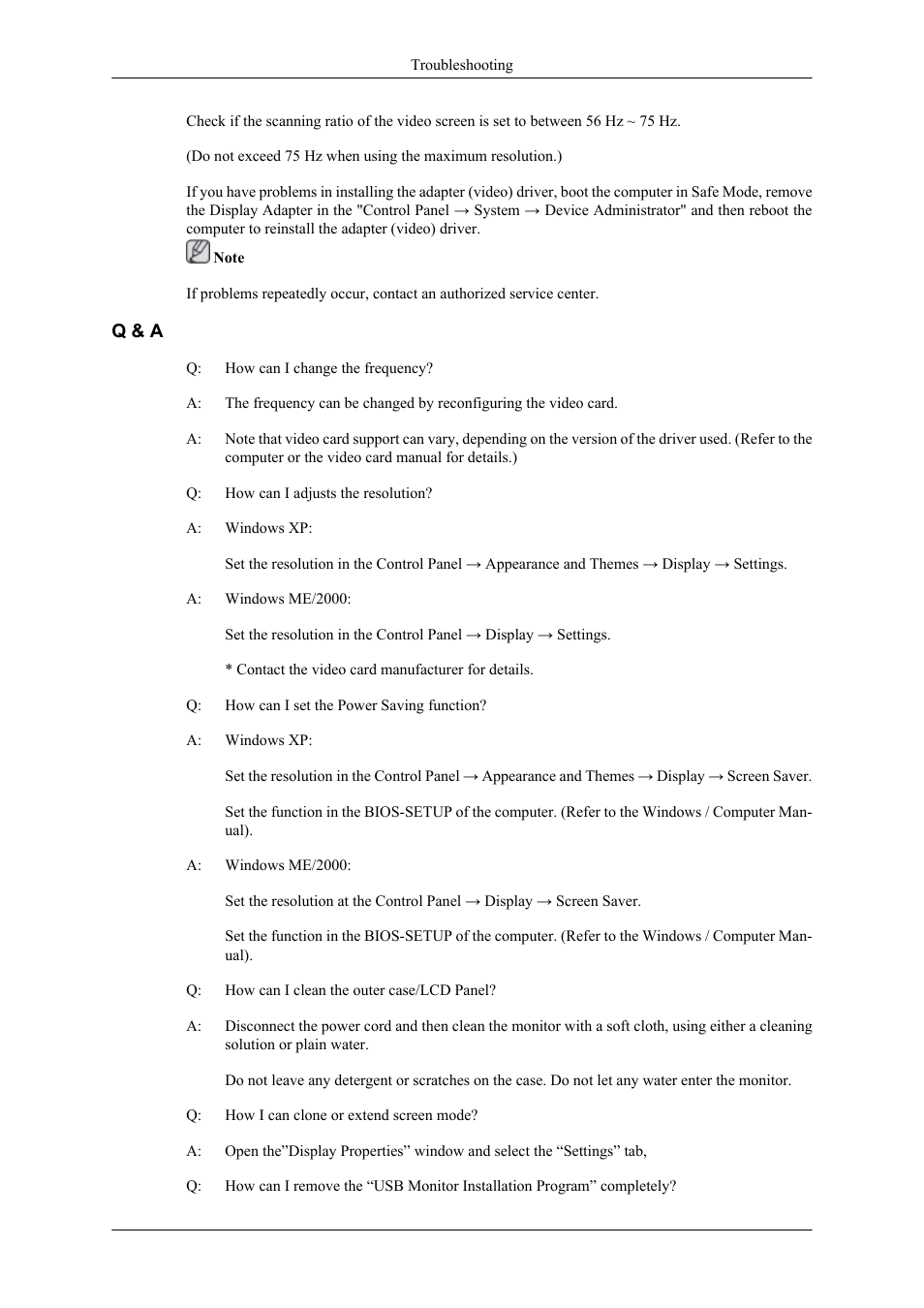 Q & a | Samsung LS22LDPJFV-ZA User Manual | Page 82 / 95