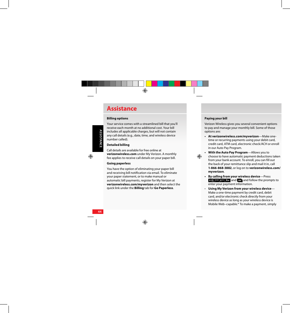 Assistance | Samsung SCH-U640EKAVZW User Manual | Page 44 / 105