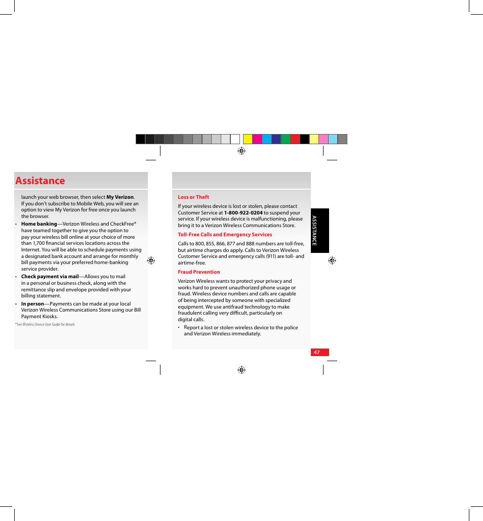 Assistance | Samsung SCH-U640EKAVZW User Manual | Page 47 / 105