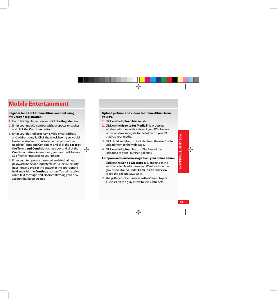 Mobile entertainment | Samsung SCH-U640EKAVZW User Manual | Page 61 / 105