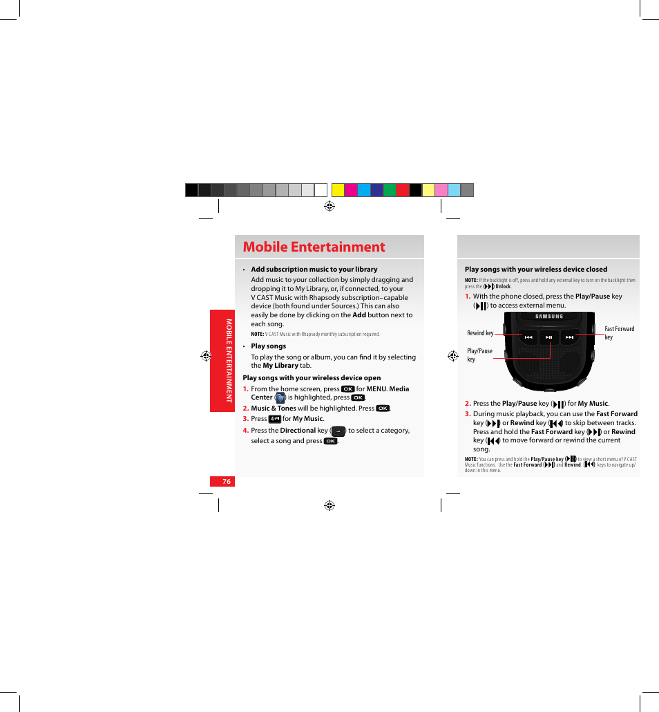 Mobile entertainment | Samsung SCH-U640EKAVZW User Manual | Page 76 / 105