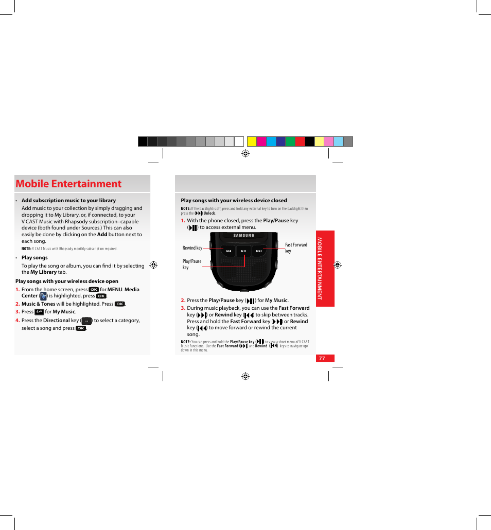Mobile entertainment | Samsung SCH-U640EKAVZW User Manual | Page 77 / 105