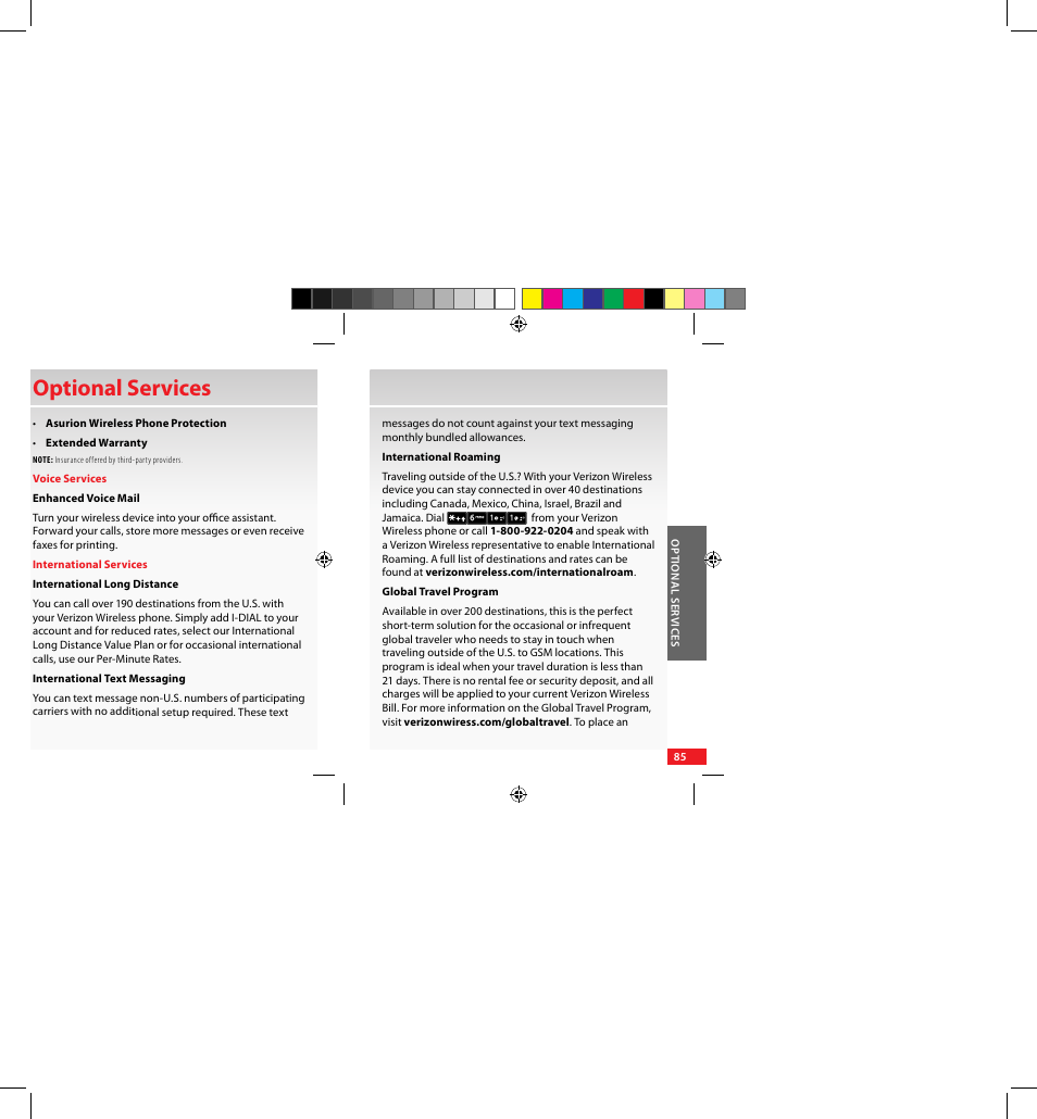 Optional services | Samsung SCH-U640EKAVZW User Manual | Page 85 / 105