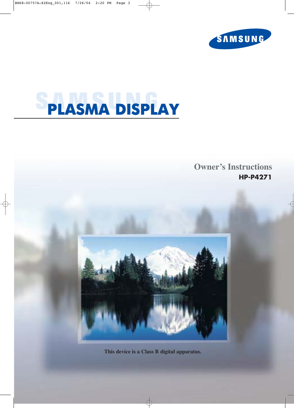 Samsung HPP4271X-XAA User Manual | 116 pages