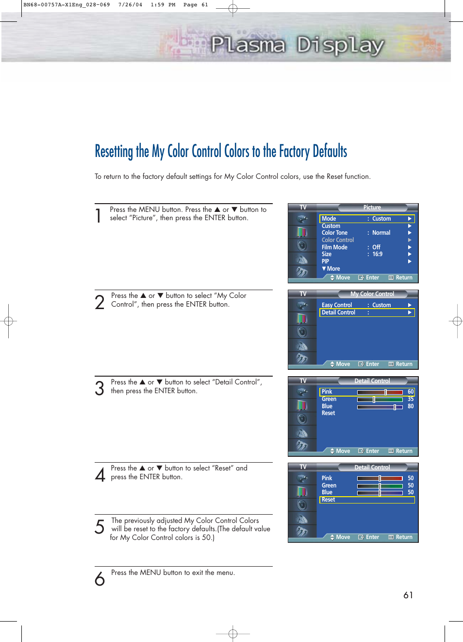 Samsung HPP4271X-XAA User Manual | Page 61 / 116