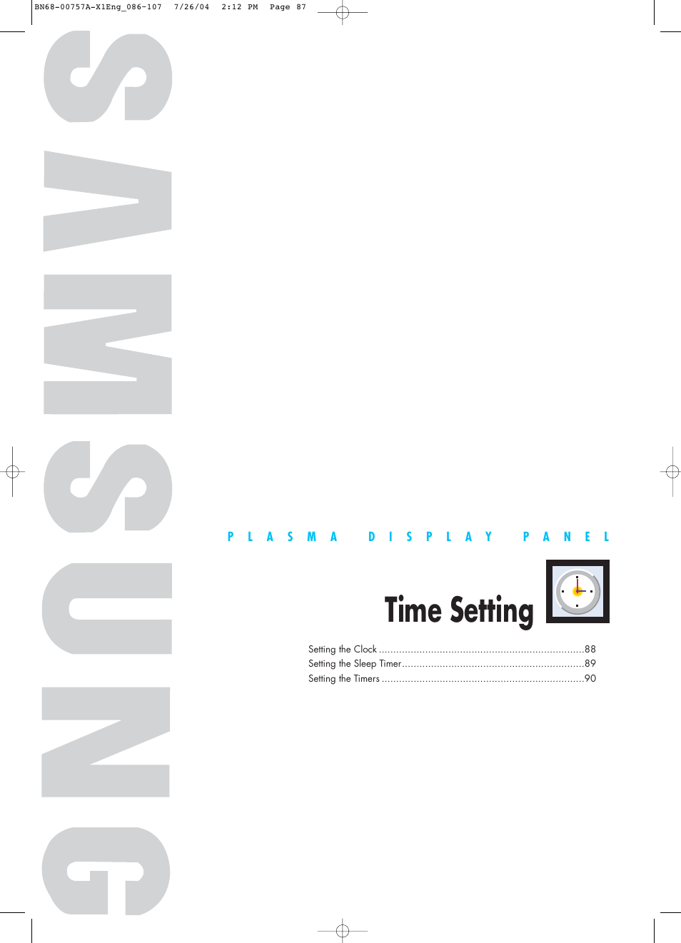 Time setting | Samsung HPP4271X-XAA User Manual | Page 87 / 116