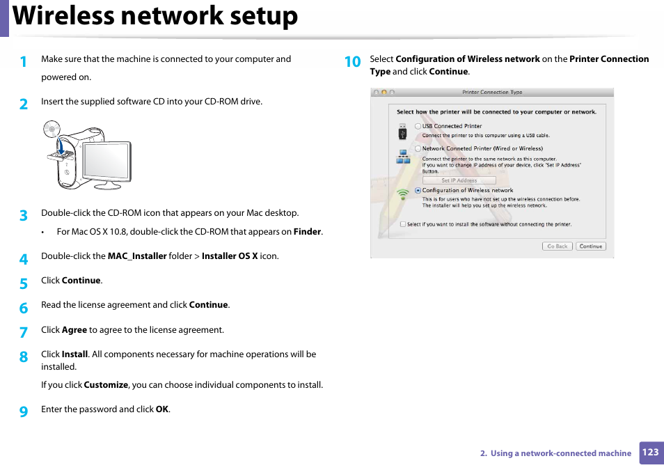 Wireless network setup | Samsung SL-C410W-XAA User Manual | Page 123 / 232