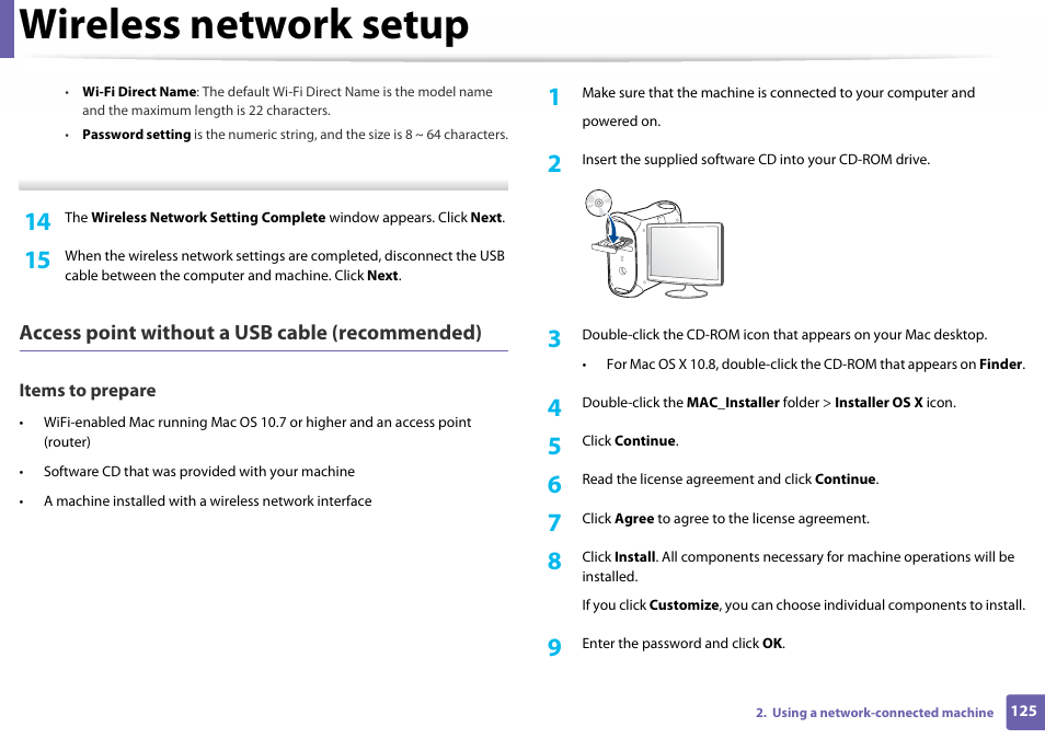 Wireless network setup | Samsung SL-C410W-XAA User Manual | Page 125 / 232