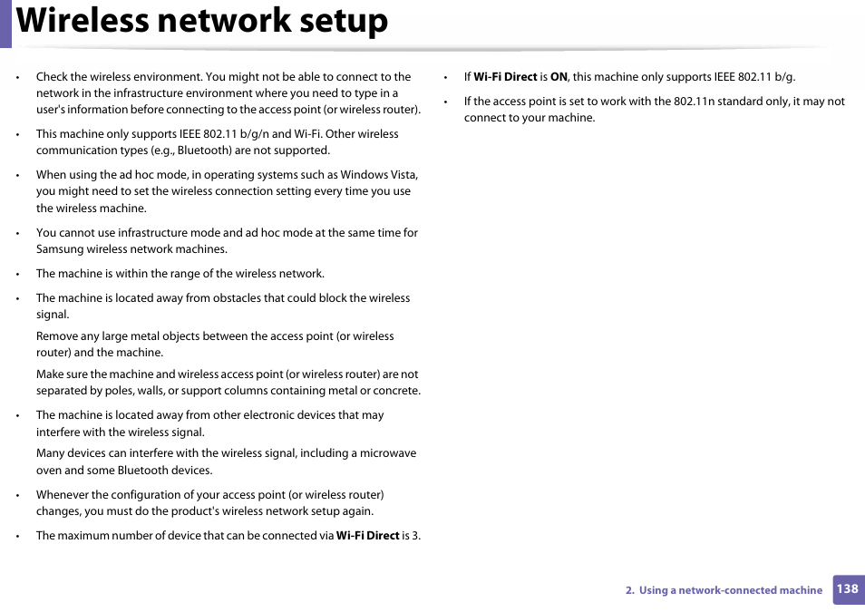 Wireless network setup | Samsung SL-C410W-XAA User Manual | Page 138 / 232