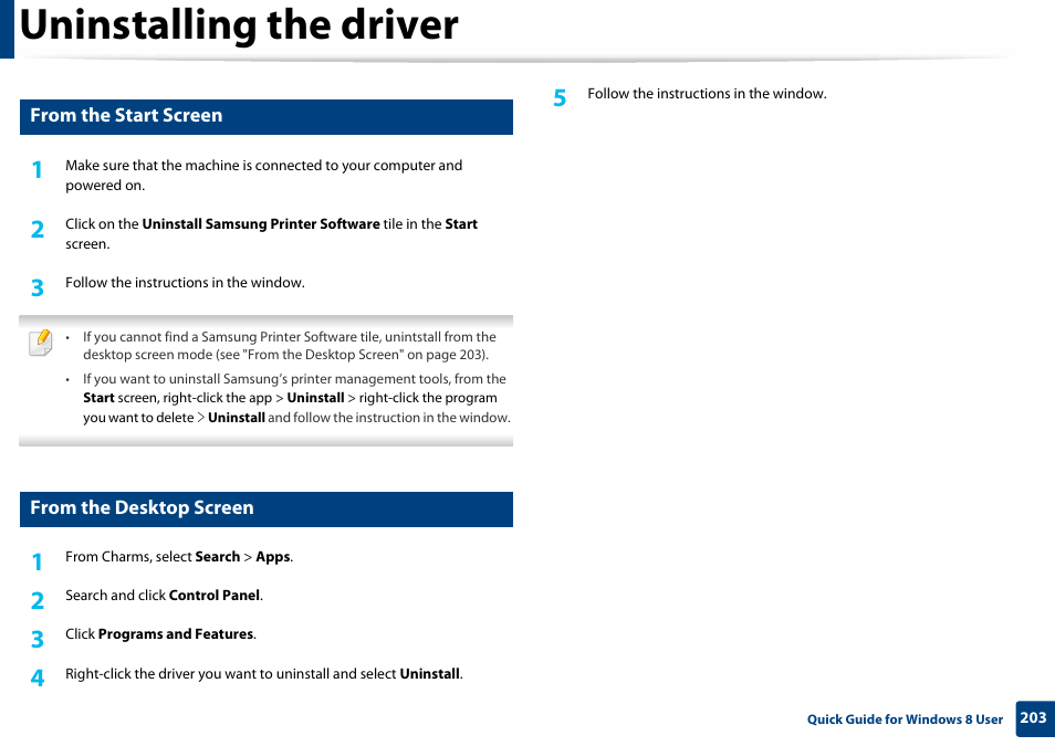 Uninstalling the driver | Samsung SL-C410W-XAA User Manual | Page 203 / 232