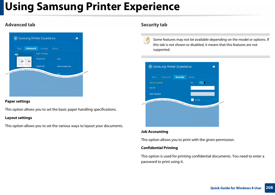 Using samsung printer experience | Samsung SL-C410W-XAA User Manual | Page 208 / 232