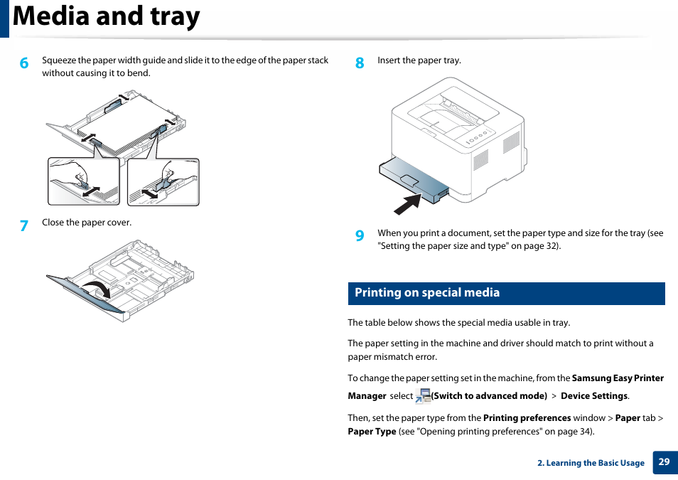 Media and tray | Samsung SL-C410W-XAA User Manual | Page 29 / 232
