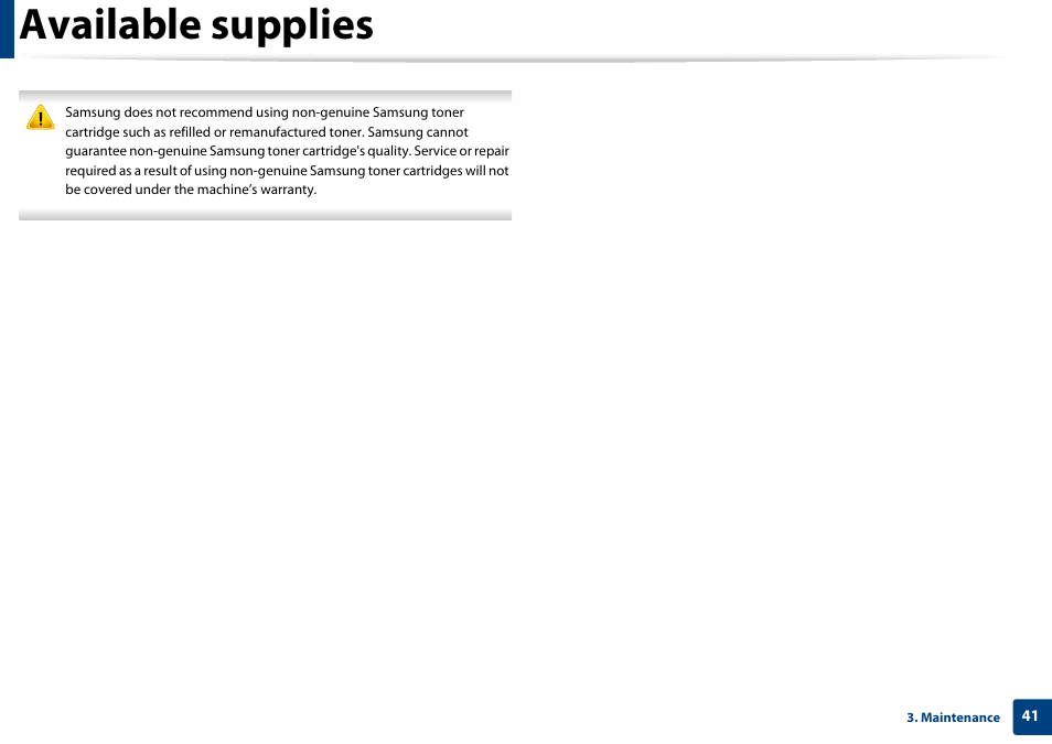 Available supplies | Samsung SL-C410W-XAA User Manual | Page 41 / 232