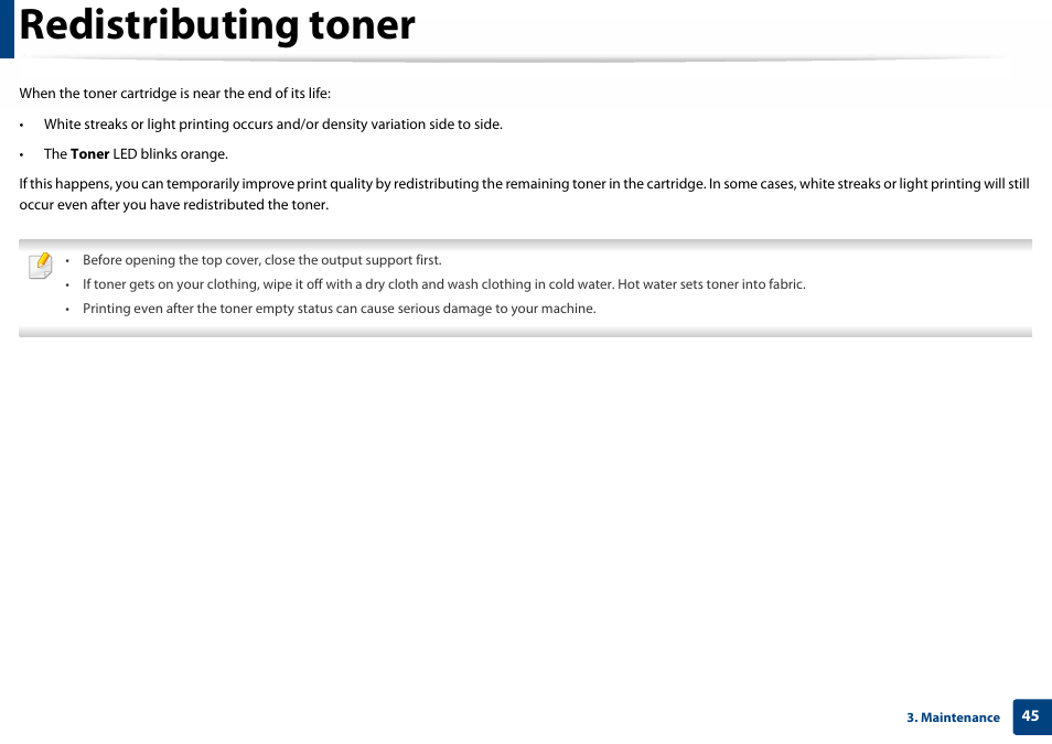 Redistributing toner | Samsung SL-C410W-XAA User Manual | Page 45 / 232